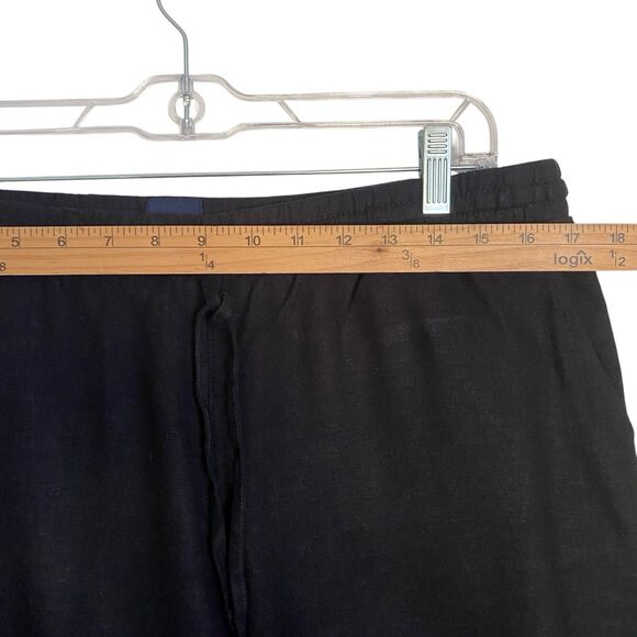 Gap Linen Pants Pull In Elastic Wide Leg Women L Black Grunge Boho Relaxed - Picture 3 of 11